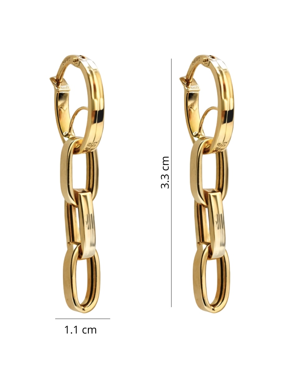 Aretes largos Mancini de oro 10 K pulido